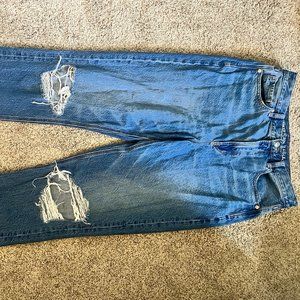 American Eagle High Rise Ripped Mom Jeans